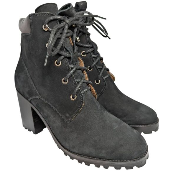 Rachel Comey Rollick Black Suede Lace-Up Combat Block Heel Boots Womens 10 - Picture 2 of 10